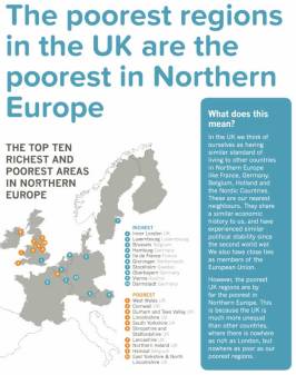 The 10 richest and poorest areas in Northern Europe.